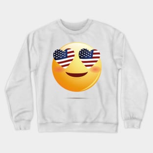 American Flag Funny Emoji Crewneck Sweatshirt